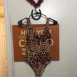 TOPSHOP Leopard bodysuit leotard